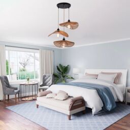Garwarm 3 - Light Rattan Farmhouse Cluster Pendant Light in Brown - thumbnail 3