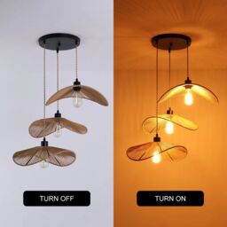 Garwarm 3 - Light Rattan Farmhouse Cluster Pendant Light in Brown - thumbnail 6