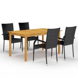 Berkfield Home 5 Piece Garden Dining Set Black