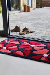 JVL Solemate® Hand Carved Posy Doormat 57 X 100 cm in Red - Size: 57 cm x 100 cm - thumbnail 3