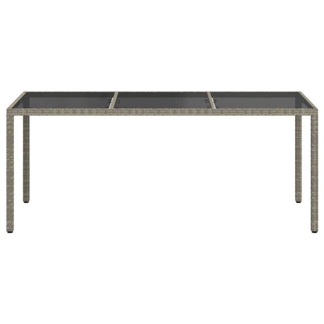 Berkfield Home Garden Table Grey 190x90x75 cm Tempered Glass & Poly Rattan - Size: 190 x 90 x 75 cm - image 1