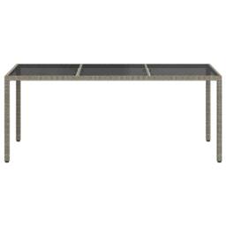 Berkfield Home Garden Table Grey 190x90x75 cm Tempered Glass & Poly Rattan - Size: 190 x 90 x 75 cm - thumbnail 1