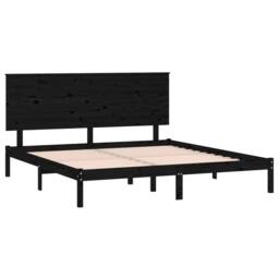 Berkfield Home Beautiful Bed Frame Black Solid Wood Pine 200x200 cm - thumbnail 4