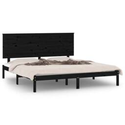 Berkfield Home Beautiful Bed Frame Black Solid Wood Pine 200x200 cm - thumbnail 3