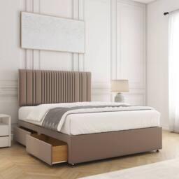 "BSSPOKE Florence Plush Divan Bed 24"" Headboard 2Drawers Footend & No Mattress in Bronze - Size: Double" - thumbnail 2