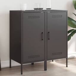 Berkfield Home Sideboards 2 pcs Black 36x39x79 cm Steel - Size: 36 x 39 x 79 cm - thumbnail 2