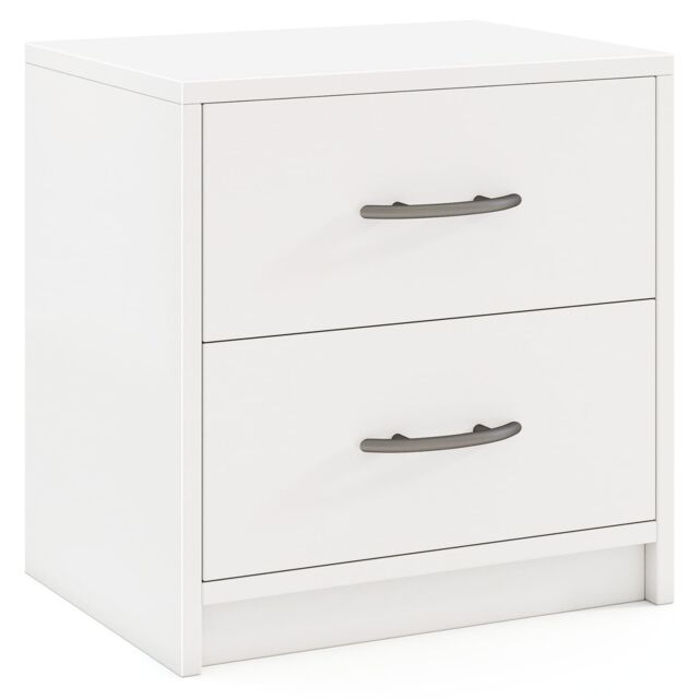 Costway 2-Drawer Nightstand Modern Bedside Table Accent Sofa Side Table-Oak in White - image 1