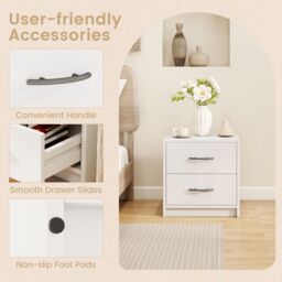 Costway 2-Drawer Nightstand Modern Bedside Table Accent Sofa Side Table-Oak in White - thumbnail 6