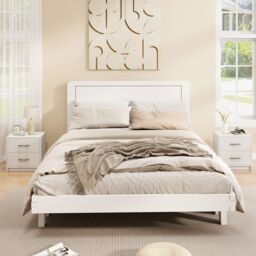 Costway 2-Drawer Nightstand Modern Bedside Table Accent Sofa Side Table-Oak in White - thumbnail 4