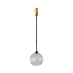 ValueLights Maddison Clear Ribbed Glass Shade Brushed Gold Ceiling Pendant Light - thumbnail 2