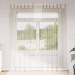 Berkfield Home Curtains with Curtains 2 pcs Sand 140 x 245 cm Polyester in Beige - thumbnail 2