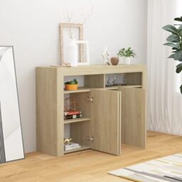 Berkfield Home Sideboard with LED Lights Sonoma Oak 115.5x30x75 cm in Brown - thumbnail 3