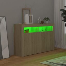 Berkfield Home Sideboard with LED Lights Sonoma Oak 115.5x30x75 cm in Brown - thumbnail 6