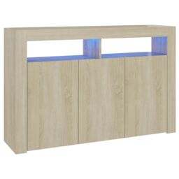 Berkfield Home Sideboard with LED Lights Sonoma Oak 115.5x30x75 cm in Brown - thumbnail 2
