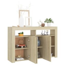 Berkfield Home Sideboard with LED Lights Sonoma Oak 115.5x30x75 cm in Brown - thumbnail 4