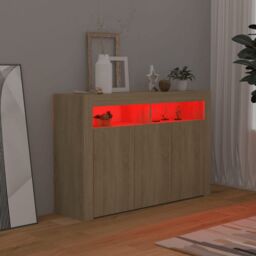 Berkfield Home Sideboard with LED Lights Sonoma Oak 115.5x30x75 cm in Brown - thumbnail 5