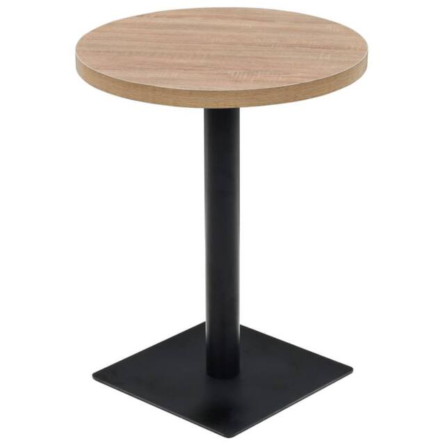 Berkfield Home Bistro Table MDF & Steel Round 60x75 cm Oak Colour in Beige - image 1