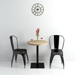 Berkfield Home Bistro Table MDF & Steel Round 60x75 cm Oak Colour in Beige - thumbnail 2
