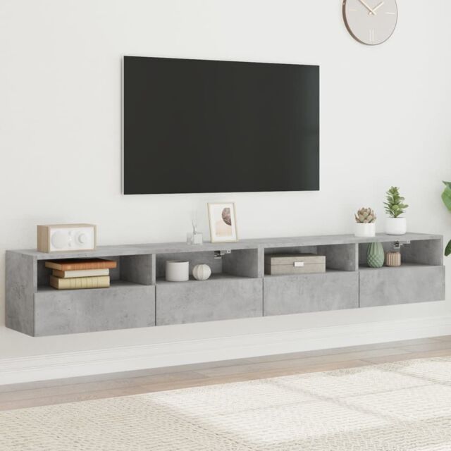 Berkfield Home TV Wall Cabinets 2 pcs Concrete Grey 100x30x30 cm Engineered Wood - Size: 100 x 30 x 30 cm - image 1