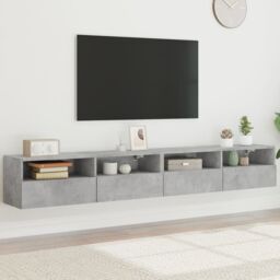 Berkfield Home TV Wall Cabinets 2 pcs Concrete Grey 100x30x30 cm Engineered Wood - Size: 100 x 30 x 30 cm - thumbnail 1