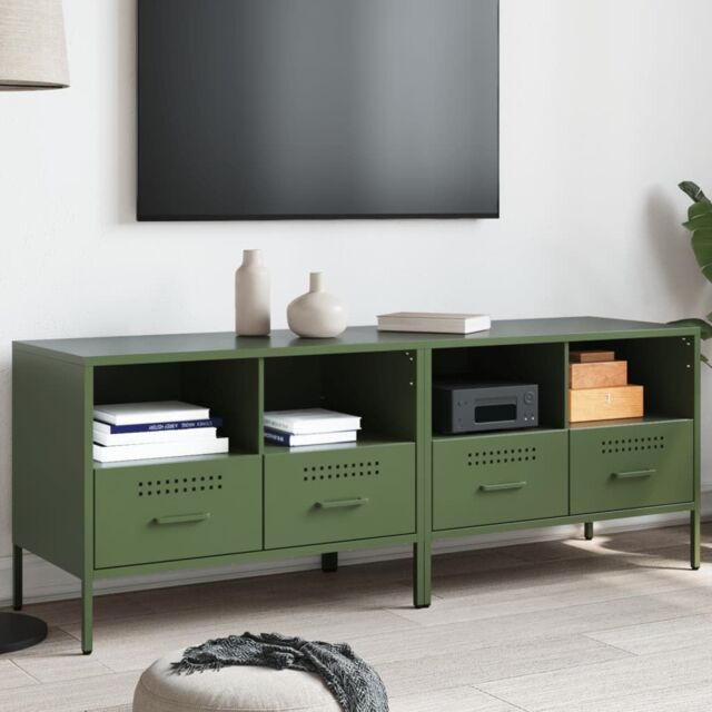 Berkfield Home TV Cabinets 2 pcs Olive Green 68x39x50.5 cm Steel - image 1