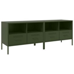 Berkfield Home TV Cabinets 2 pcs Olive Green 68x39x50.5 cm Steel - thumbnail 2