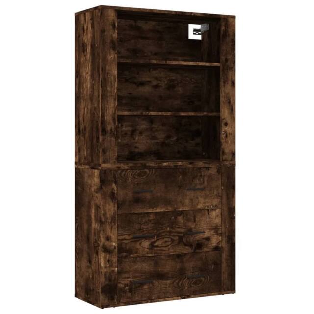Berkfield Home Highboard Smoked Oak Engineered Wood in Brown - image 1