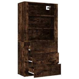 Berkfield Home Highboard Smoked Oak Engineered Wood in Brown - thumbnail 6