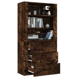 Berkfield Home Highboard Smoked Oak Engineered Wood in Brown - thumbnail 5