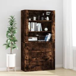 Berkfield Home Highboard Smoked Oak Engineered Wood in Brown - thumbnail 2