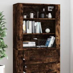 Berkfield Home Highboard Smoked Oak Engineered Wood in Brown - thumbnail 4