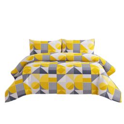 Snug City Duvet Cover & Pillowcase Set Print Shape Design Polycotton Bed Linen in Yellow - Size: Super King - thumbnail 2