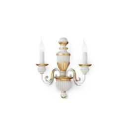 Netlighting Firenze 2 Light Indoor Candle Wall Light Gold Ivory E14 in White