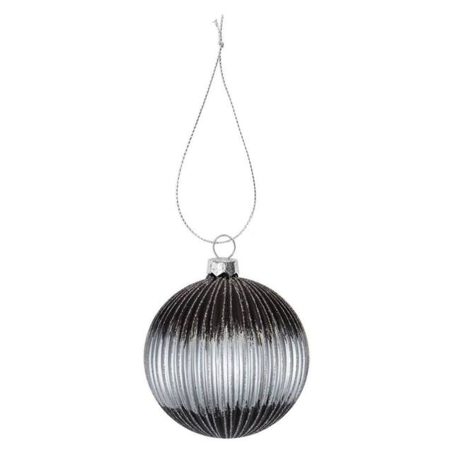 VFM e-Store Christmas Hanging Glass Bauble Decoration 12cm x 10cm Silver X 1 - Size: 12 cm x 10 cm - image 1