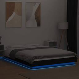 Berkfield Home Durable Bed Frame with LED Lights without Mattress Black 120x190cm - Size: 120x190 cm - thumbnail 4