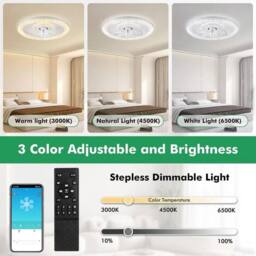 Kelvenix Ceiling Fan Light 6Speed Remote/APP Control in White - thumbnail 3