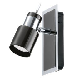 Loops Wall Spot Light Colour Back Plate & Shade Nickel Black Bulb GU10 1x5W Included in Metallics - thumbnail 1