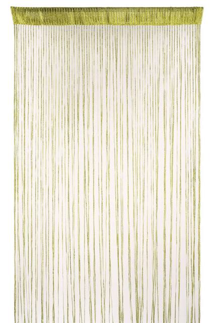Neel Blue Glitter String Curtain Panel, Ivory, 200cm x 100cm in Bright Green - Size: 100 cm width x 200 cm drop - image 1