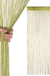 Neel Blue Glitter String Curtain Panel, Ivory, 200cm x 100cm in Bright Green - Size: 100 cm width x 200 cm drop - thumbnail 6