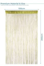 Neel Blue Glitter String Curtain Panel, Ivory, 200cm x 100cm in Bright Green - Size: 100 cm width x 200 cm drop - thumbnail 2
