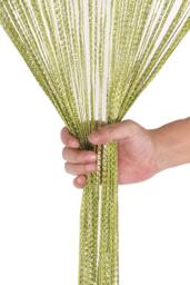 Neel Blue Glitter String Curtain Panel, Ivory, 200cm x 100cm in Bright Green - Size: 100 cm width x 200 cm drop - thumbnail 3