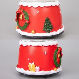 Shatchi Musical Christmas Snowglobe Large Water Ball Features Christmas Santa Tree Scene Cute Resin Base Decorations in Red - thumbnail 5