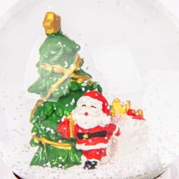 Shatchi Musical Christmas Snowglobe Large Water Ball Features Christmas Santa Tree Scene Cute Resin Base Decorations in Red - thumbnail 3