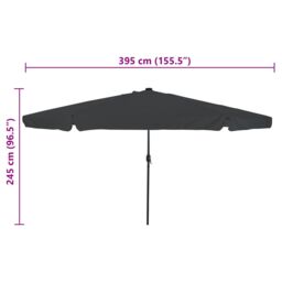 Berkfield Home Garden Parasol with LED Lights √∏395x245 cm Anthracite - Size: 395x245 cm - thumbnail 8