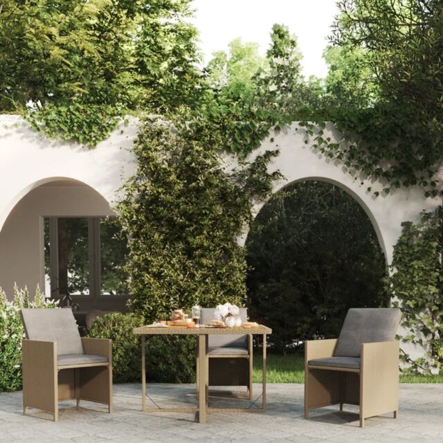 Berkfield Home Garden Table Beige 109x107x74 cm Poly Rattan&Solid Wood Acacia - Size: 109 x 107 x 74 cm - image 1
