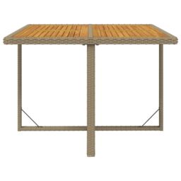 Berkfield Home Garden Table Beige 109x107x74 cm Poly Rattan&Solid Wood Acacia - Size: 109 x 107 x 74 cm - thumbnail 4