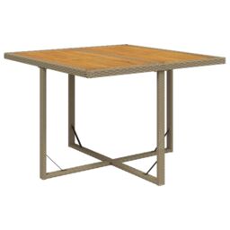 Berkfield Home Garden Table Beige 109x107x74 cm Poly Rattan&Solid Wood Acacia - Size: 109 x 107 x 74 cm - thumbnail 2