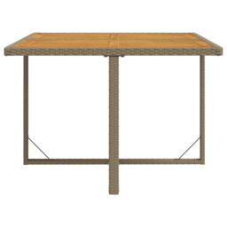 Berkfield Home Garden Table Beige 109x107x74 cm Poly Rattan&Solid Wood Acacia - Size: 109 x 107 x 74 cm - thumbnail 5