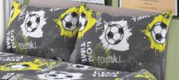 Homes-Linen Football Childrens Duvet Cover Set Grey & Yellow Bedding - Size: Double - thumbnail 2