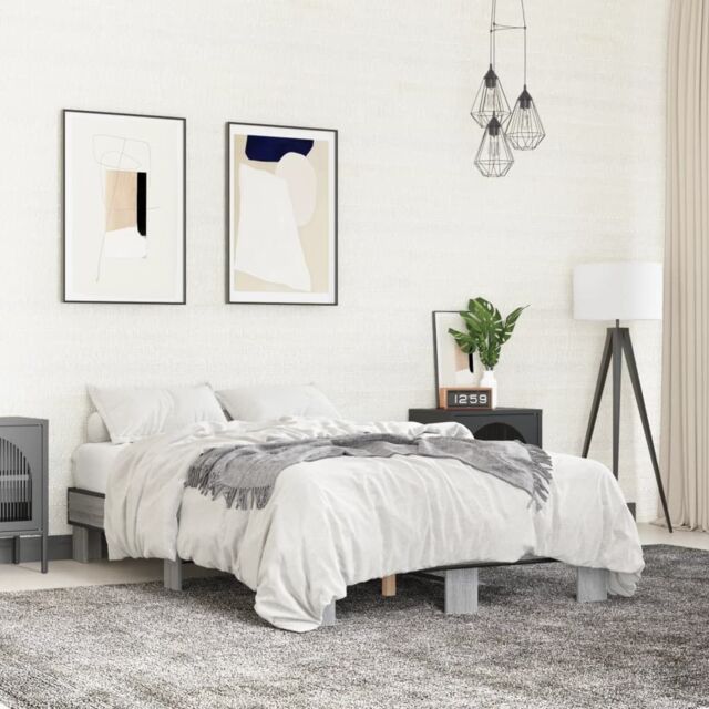 Berkfield Home Bed Frame without Mattress Grey Sonoma 120x200 cm - Size: Small Double - image 1